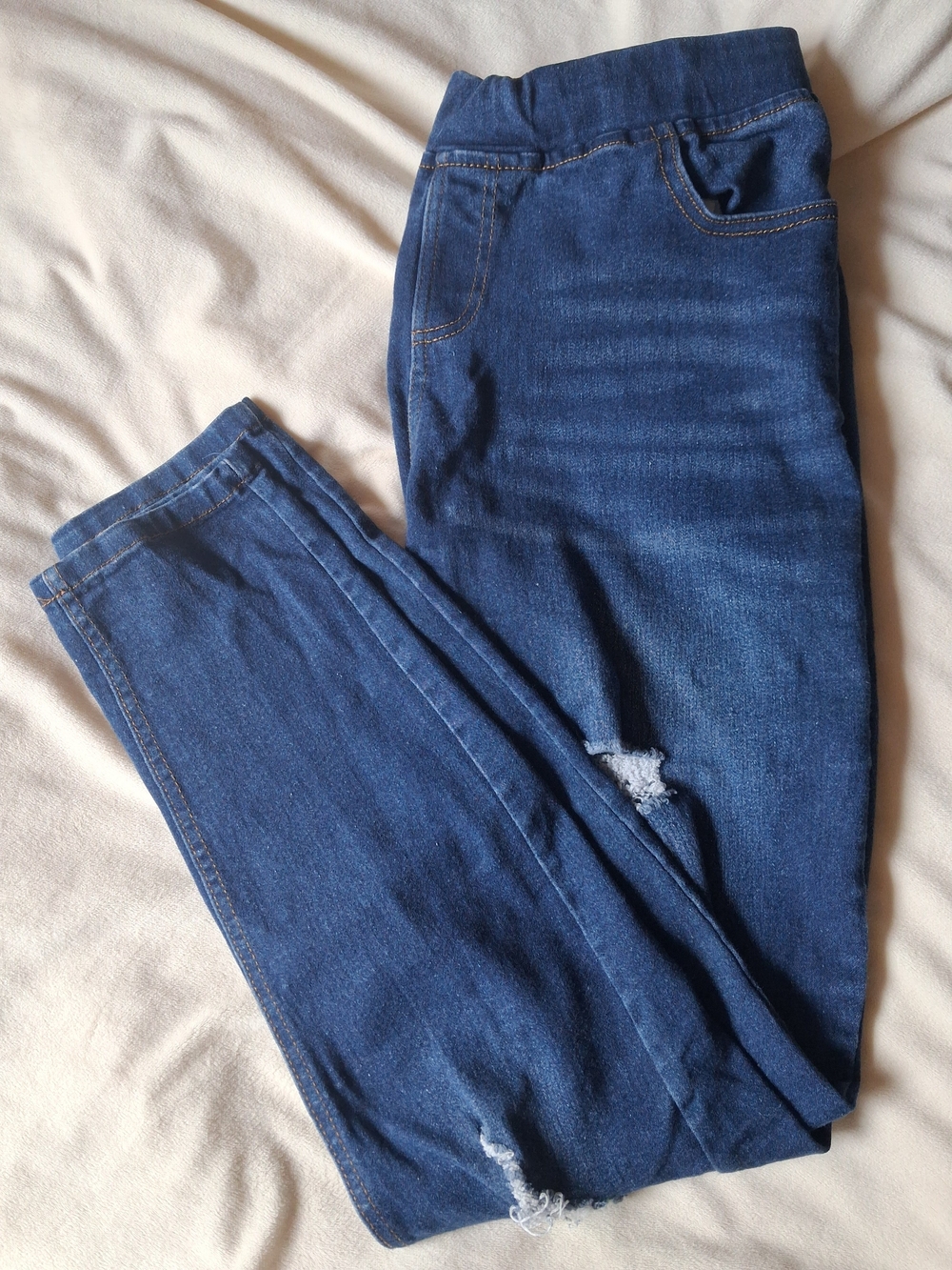 JVINI Blue Stretch Skinny Distressed Jeggings with Pockets | Size M